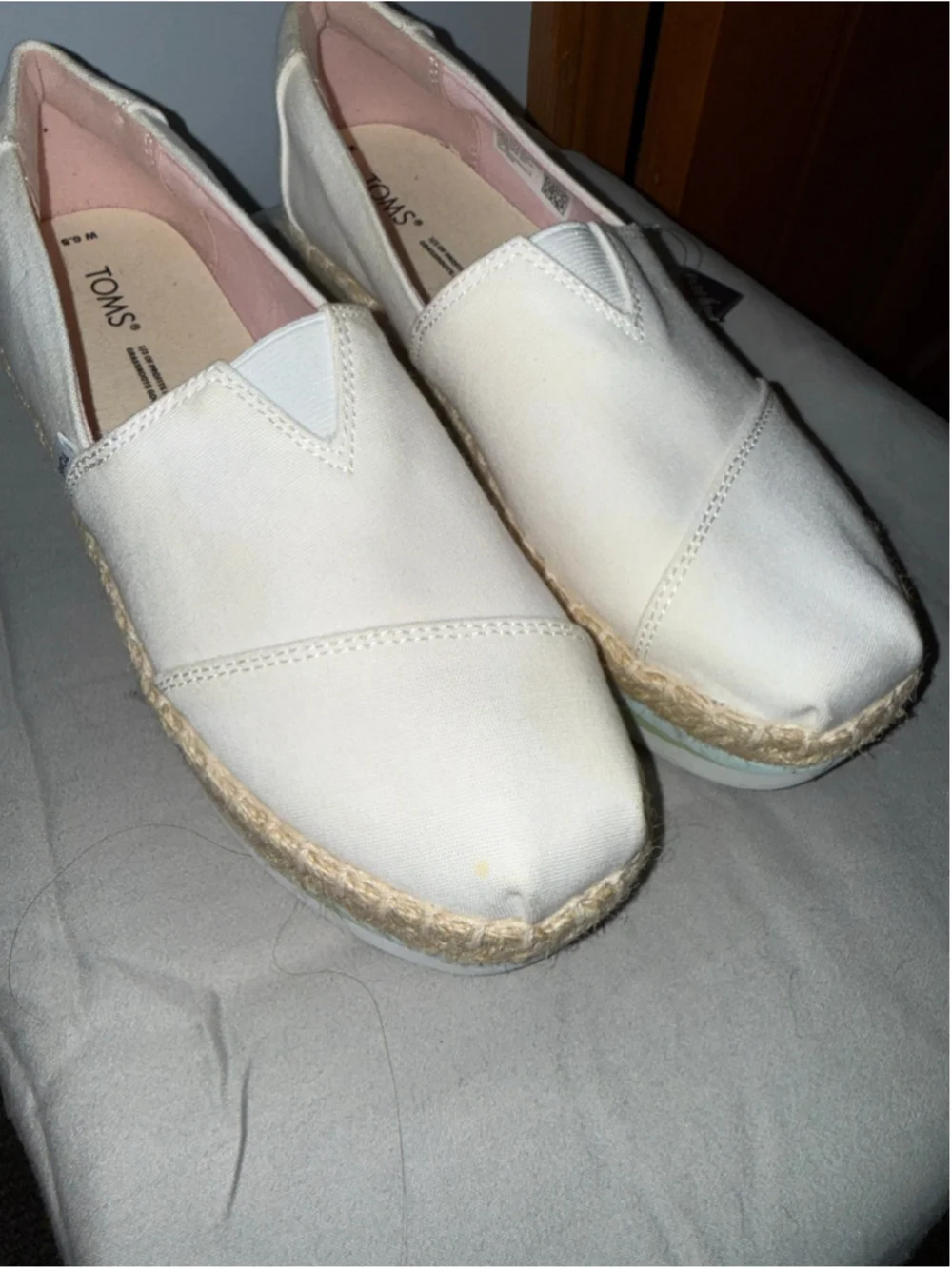Women's TOMS Alpargata Platform Espadrilles Size 6.5 White Multicolor